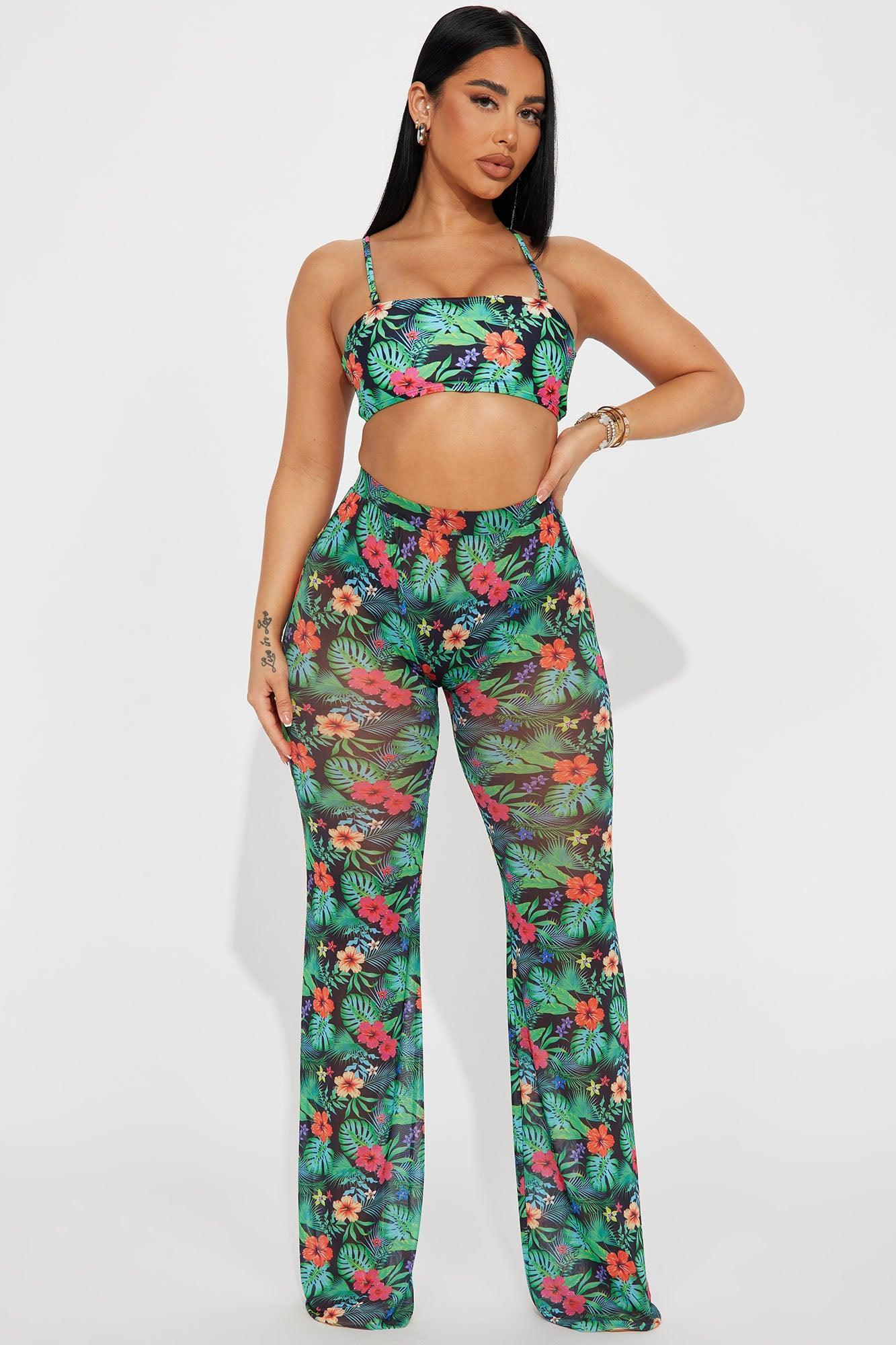 Sunshine See Through Cover Up Pant - Green/combo Product Image