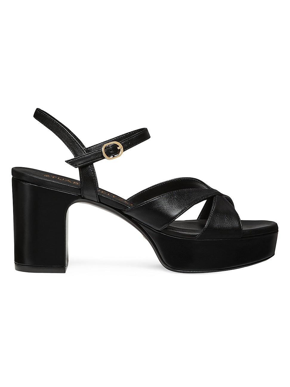 Stuart Weitzman Womens Carmen Midi Platform Black Sandals Product Image