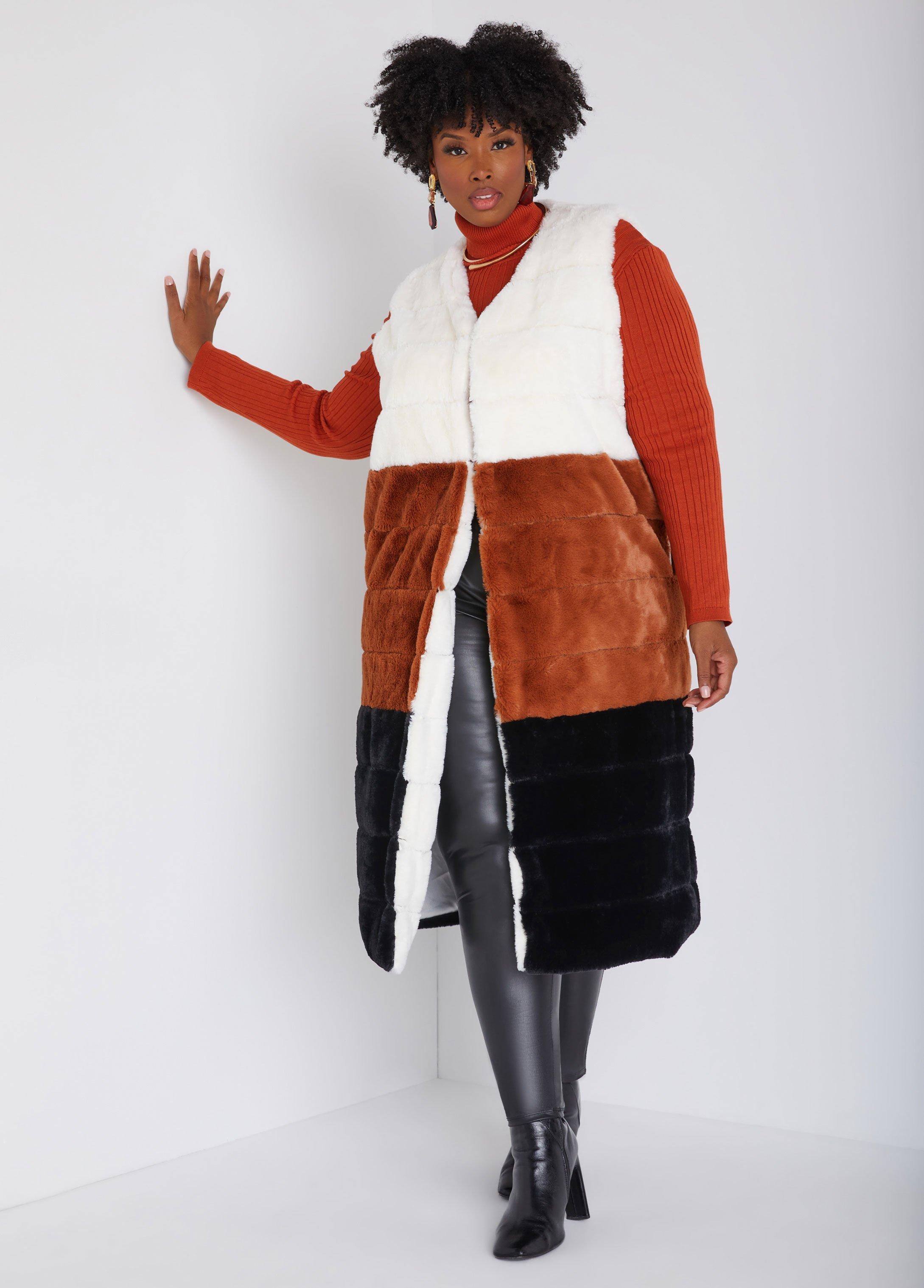 Colorblock Faux Fur Vest Product Image