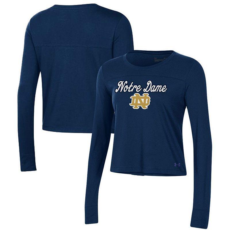 Womens Under Armour Notre Dame Fighting Irish Vault Cropped Long Sleeve T-Shirt Blue Product Image