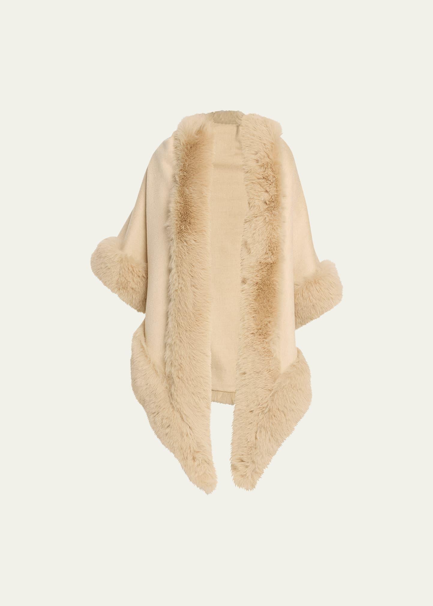 Womens Faux Fur & Cashmere Diamond Wrap Product Image