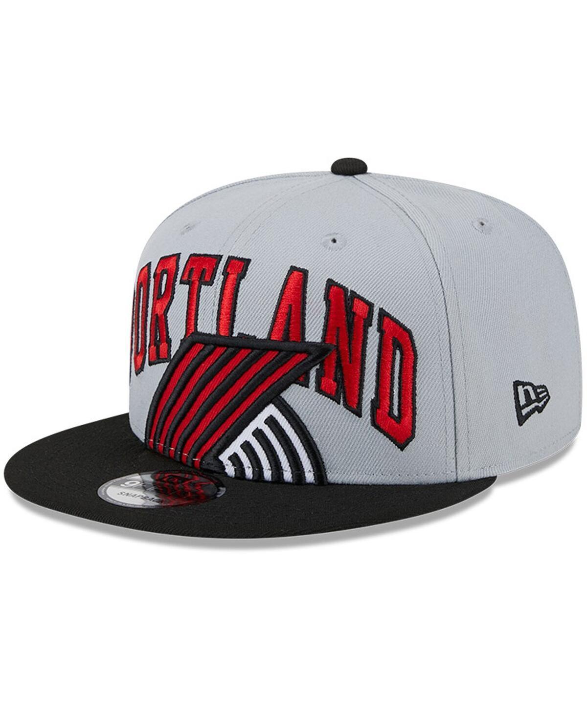 Mens New Era Gray/Black Portland Trail Blazers Tip-Off Two-Tone 9FIFTY Snapback Hat Product Image