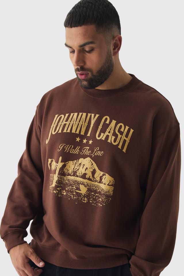 Plus Oversized Johnny Cash Licensed Sweatshirt | boohooMAN USA Product Image