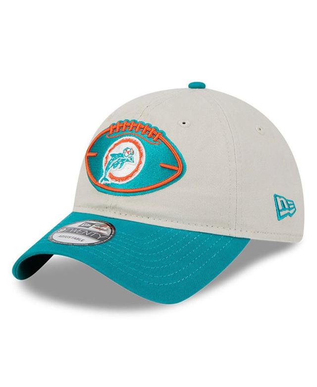 New Era Mens Stone Miami Dolphins 2024 Sideline Historic 9TWENTY Adjustable Hat - Stone, Aqua Product Image