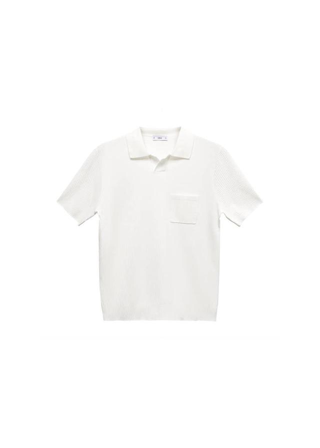 MANGO MAN - Short sleeve ribbed polo shirt whiteMen Product Image