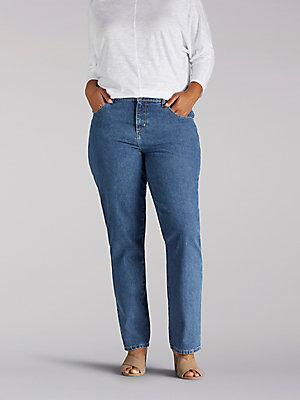 Women’s 100% Cotton Relaxed Fit Straight Leg Jean (Plus) | Women's Jeans | Lee® Product Image