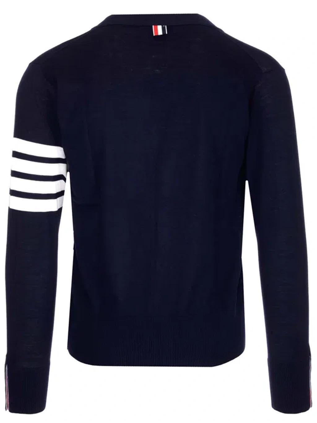 THOM BROWNE Intarsia-knit 4-bar Stripe Cardigan In Blue Product Image