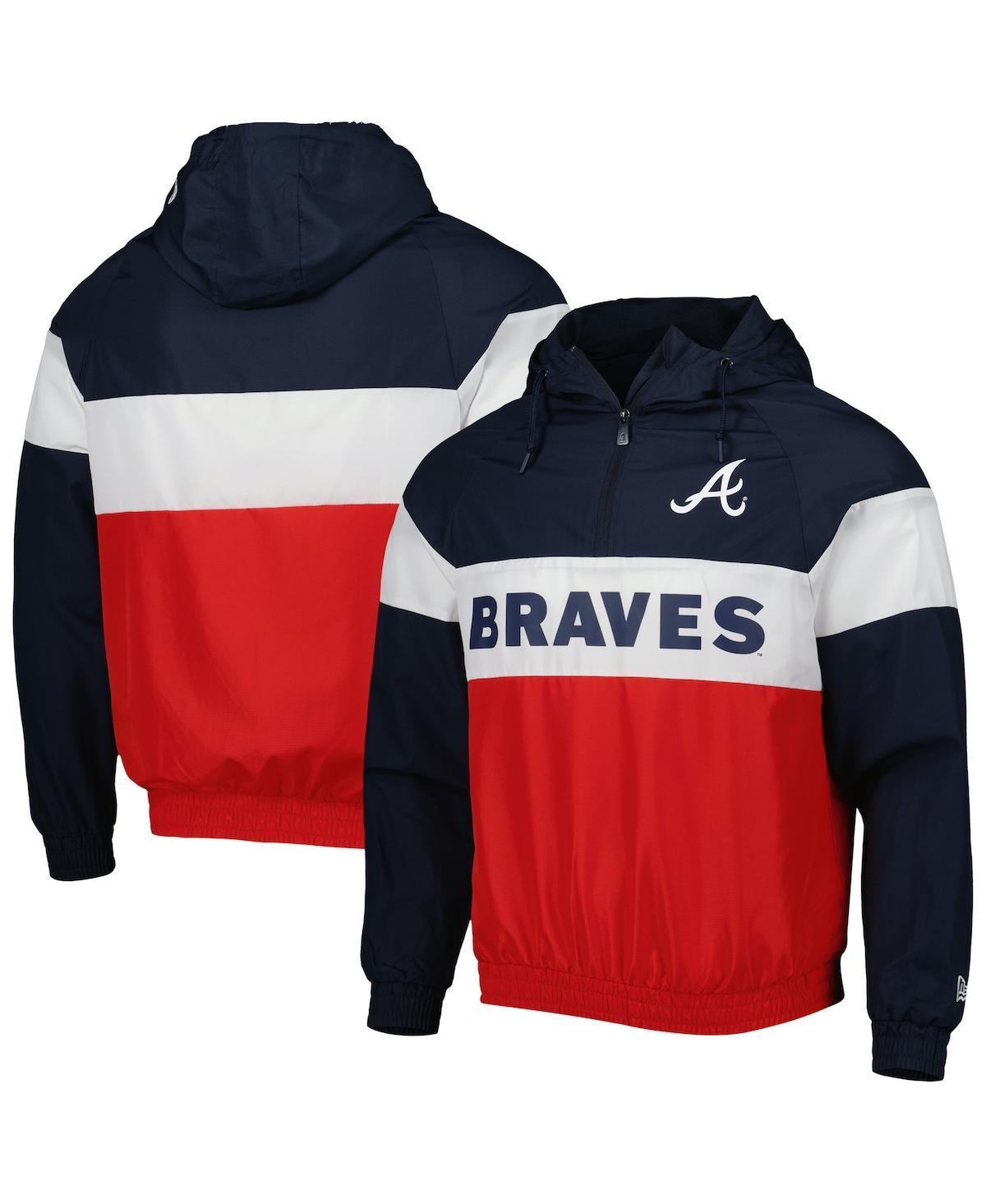 Mens New Era Atlanta Braves Raglan Quarter-Zip Hoodie Product Image