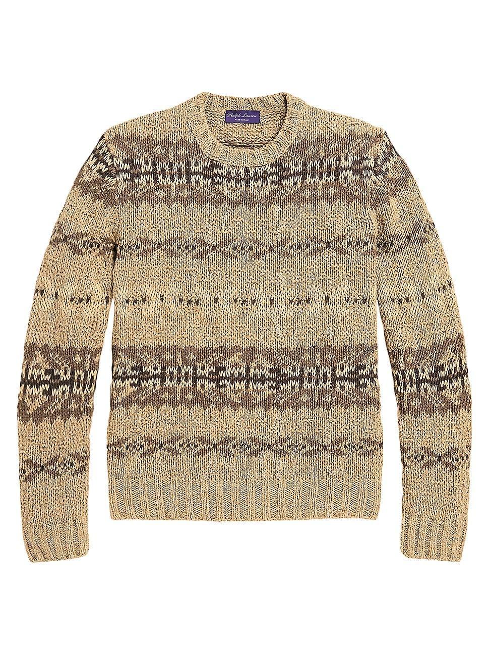 Mens Fair Isle-Inspired Crewneck Silk Sweater Product Image