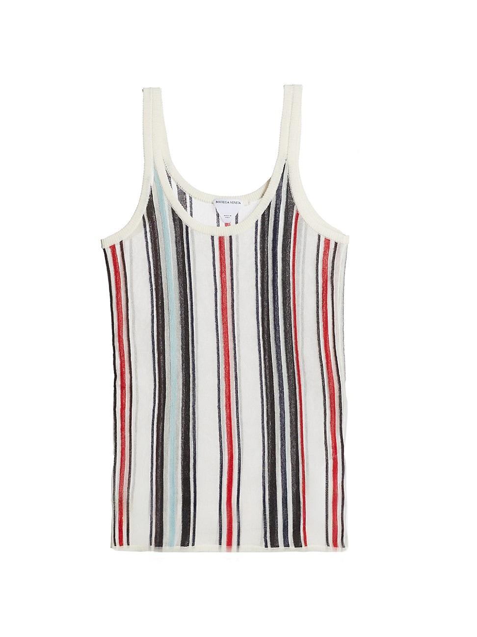 Womens Striped Knit Scoopneck Tank Top Product Image