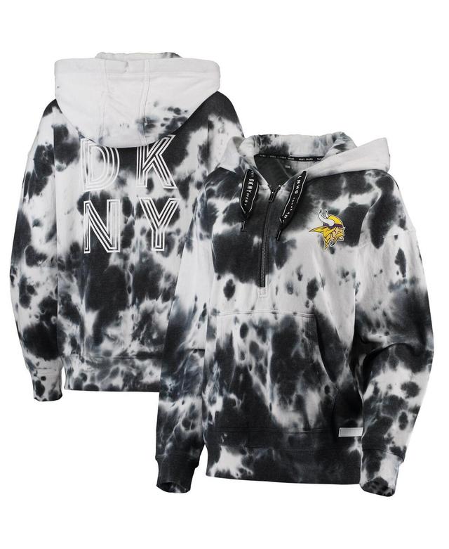 Womens Dkny Sport White and Black Minnesota Vikings Dakota Oversized Tie-Dye Half-Zip Hoodie - White Product Image