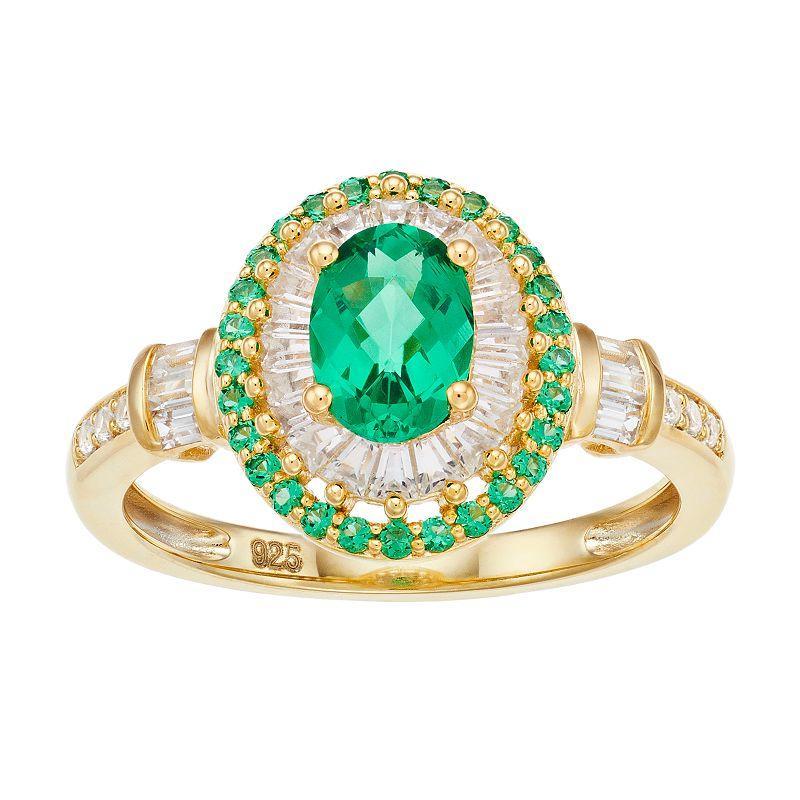 Womens Unbranded GOS LC EMERALD & LC WHITE SAPP RING, Womens Gold Tone Product Image