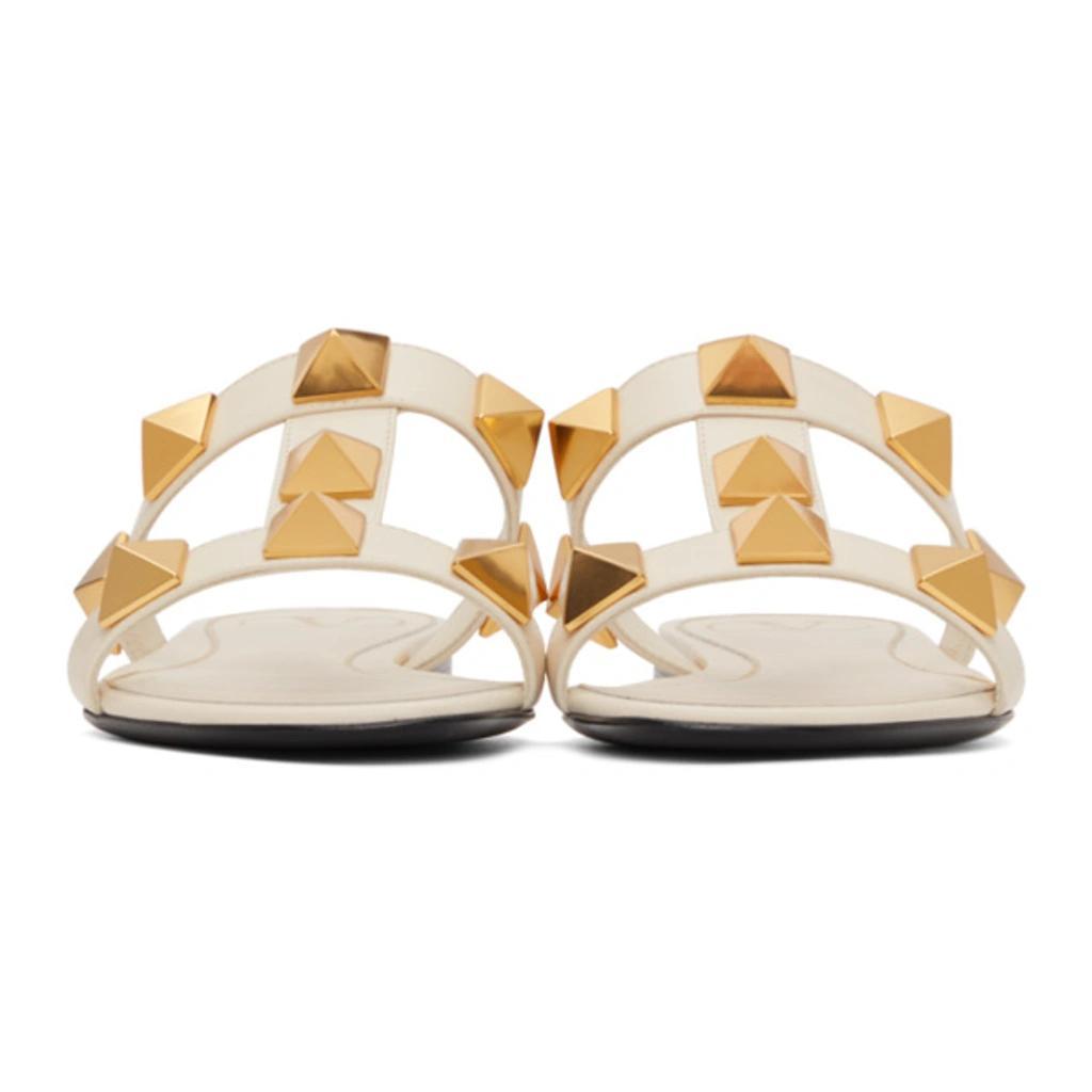 Off-white Roman Stud Flat Slide Sandals In Neutrals Product Image