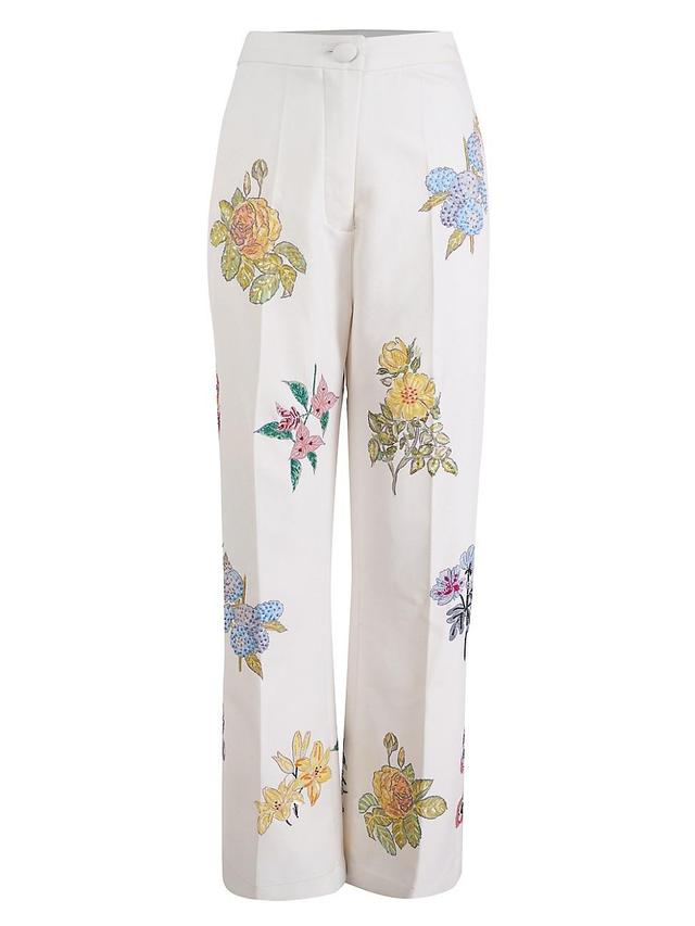 Womens Embellished Floral Pants Product Image