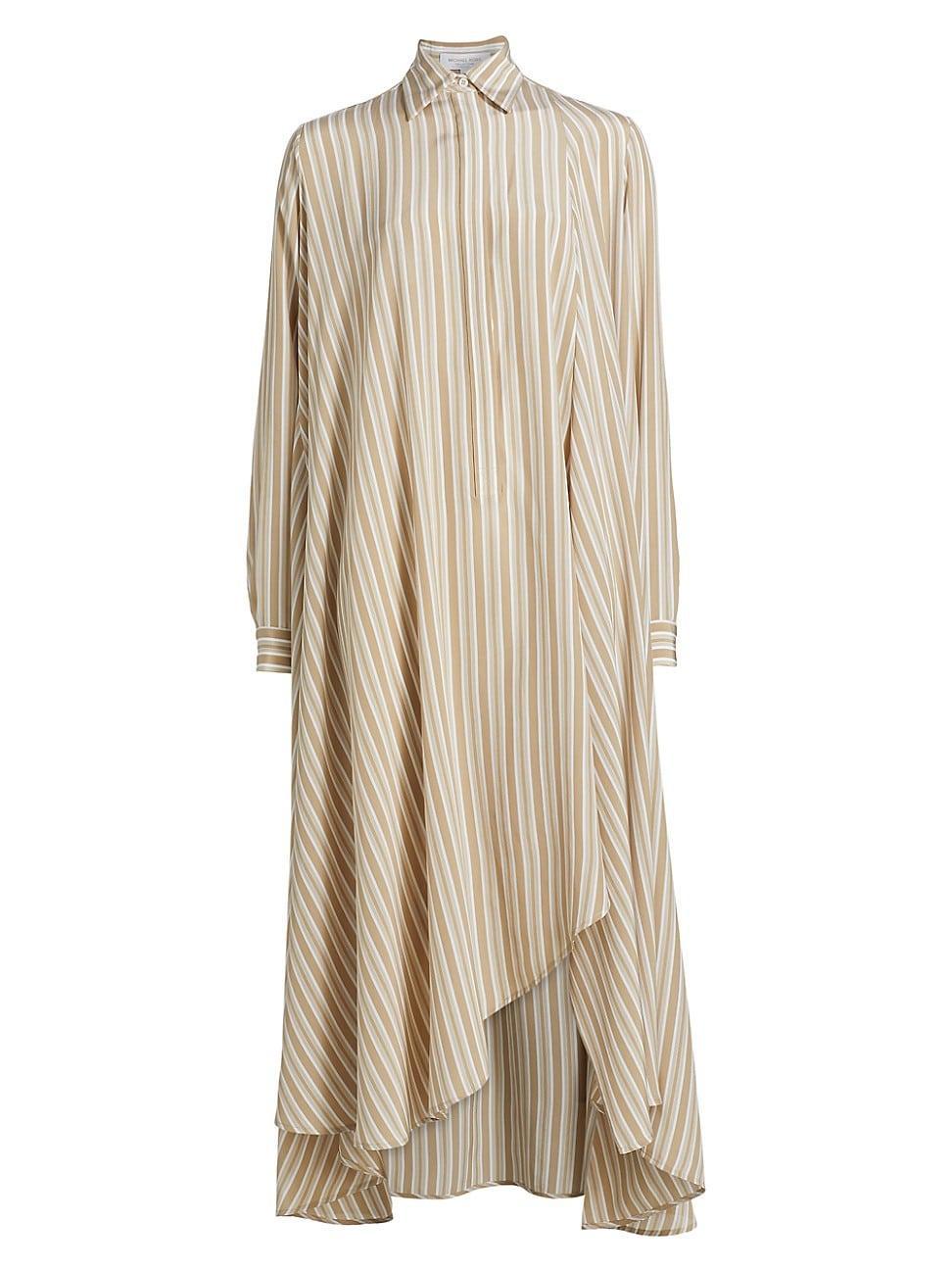 Womens Striped Silk Caftan Shirtdress Product Image