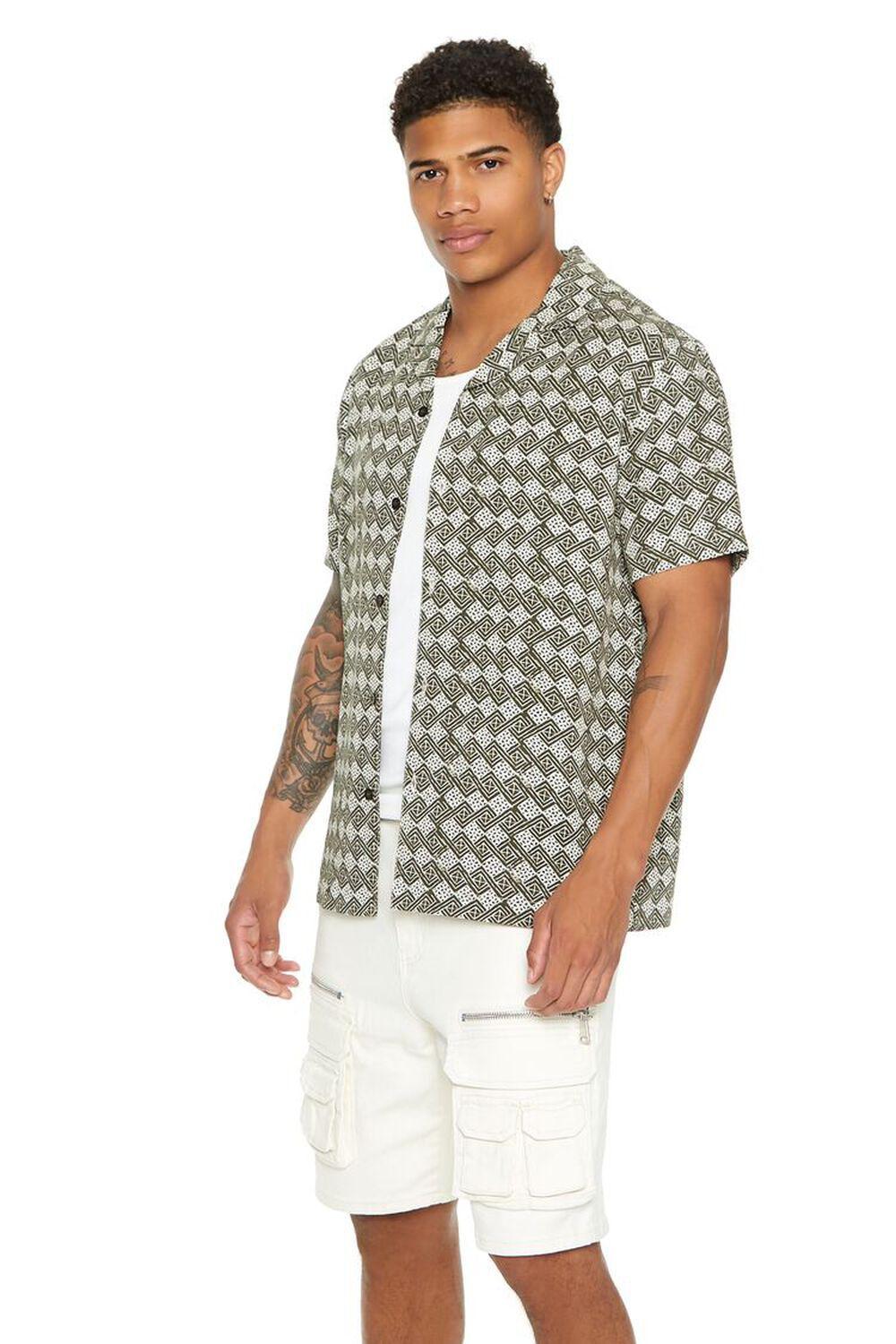 Geo Print Cuban-Collar Shirt | Forever 21 Product Image