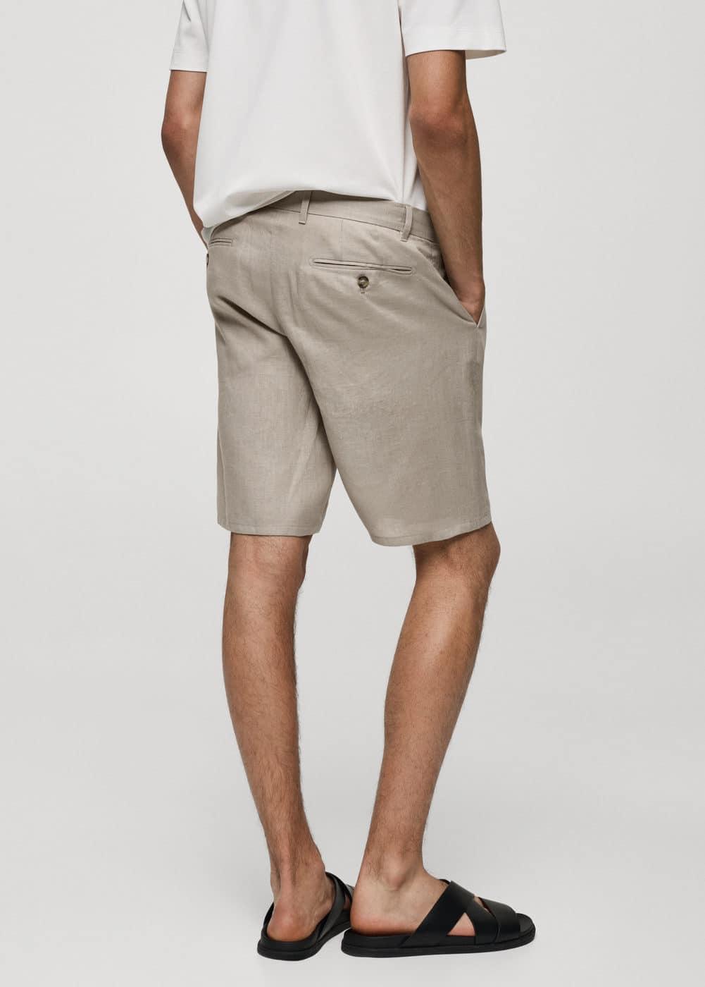 MANGO MAN - Slim fit 100% linen Bermuda shorts medium brownMen Product Image