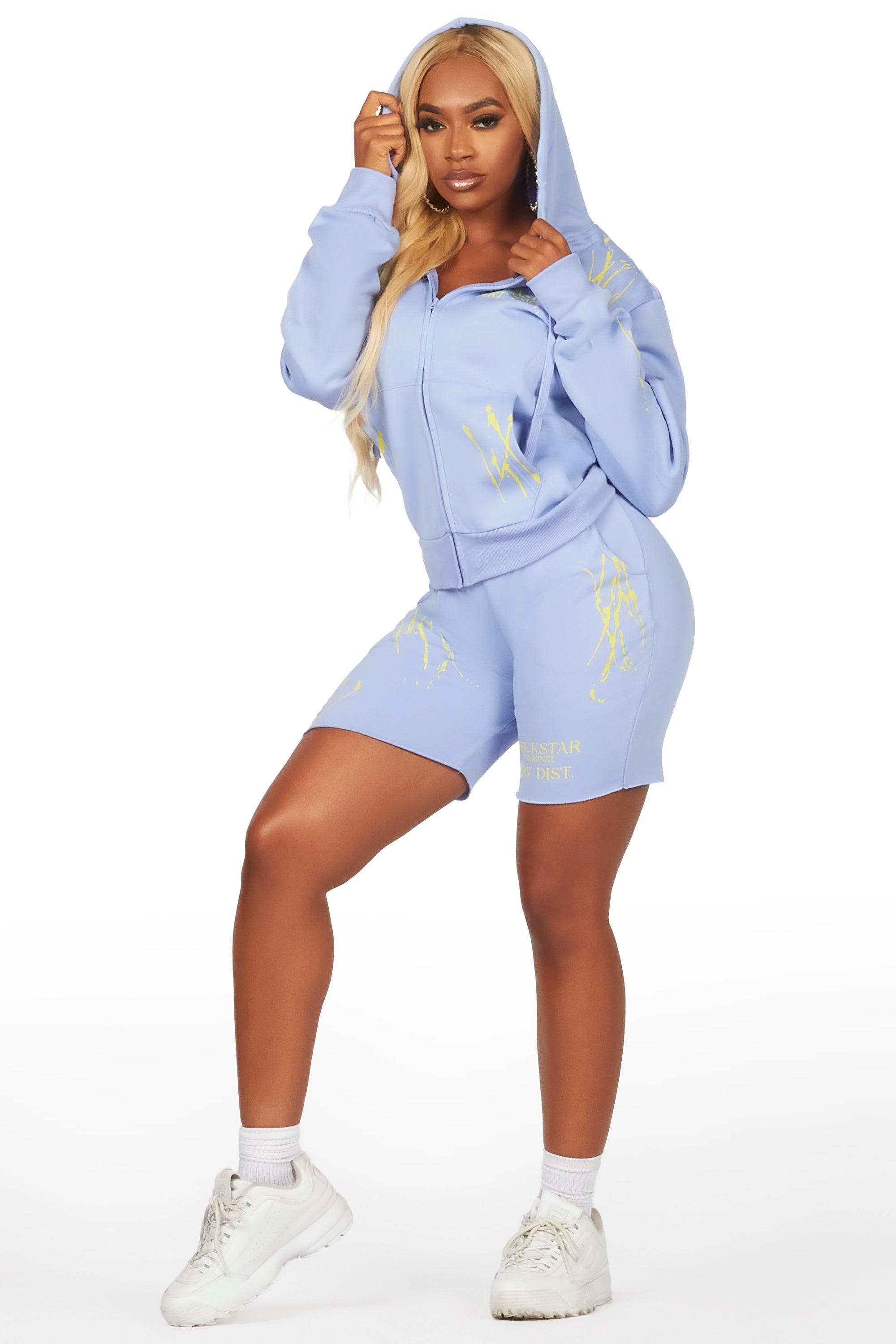 Destinee Periwinkle Zip Up Short Set Female Product Image