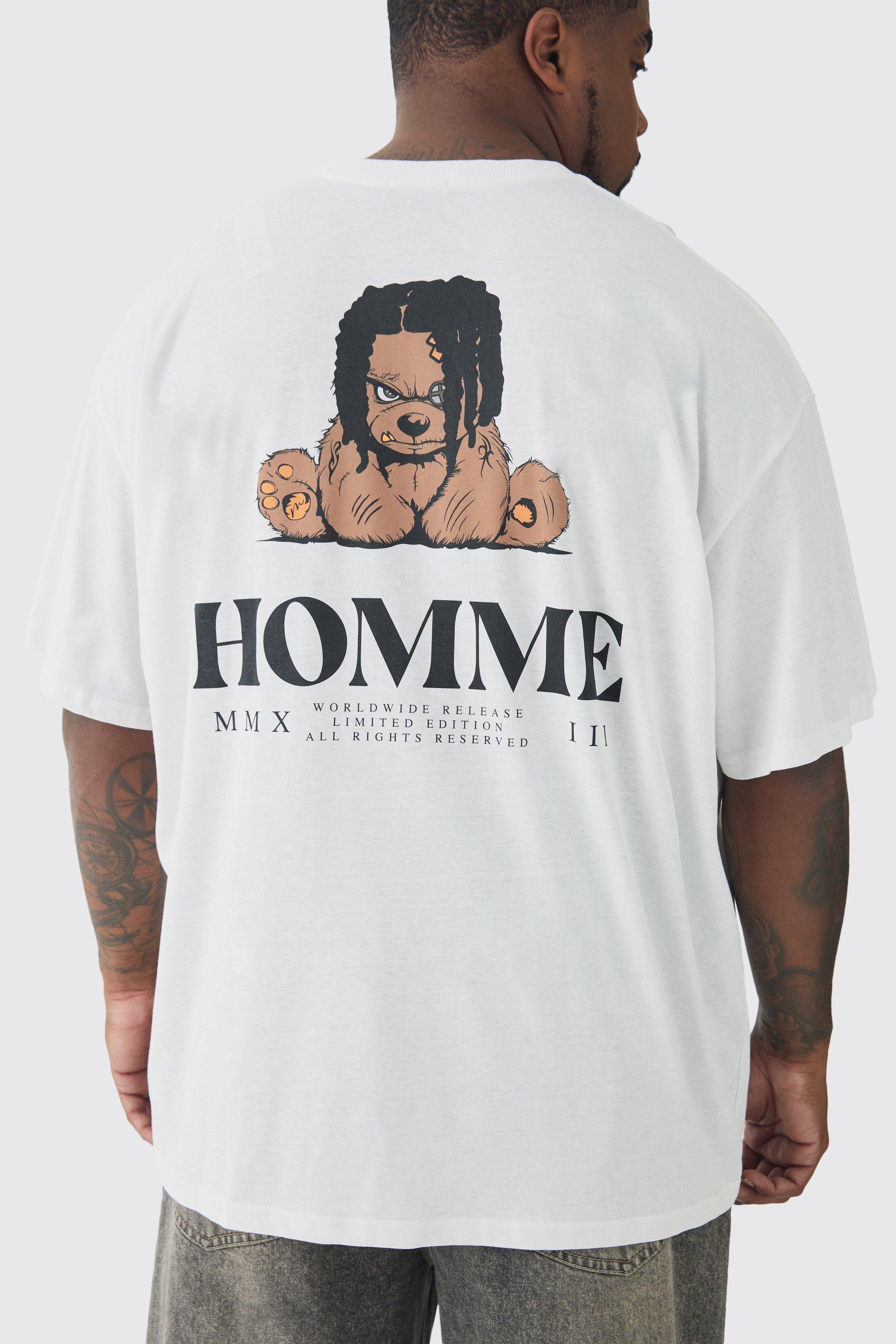 Plus Oversized Evil Teddy Homme Print T-Shirt | boohooMAN USA Product Image