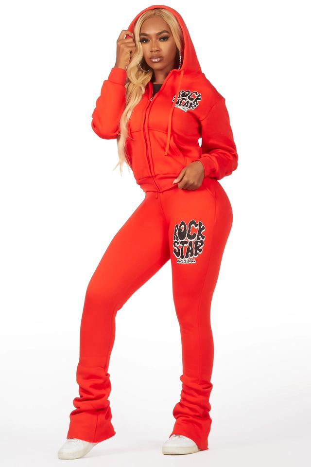 Teagan Bright Coral Zip Up Super Stacked Trackset Female Product Image