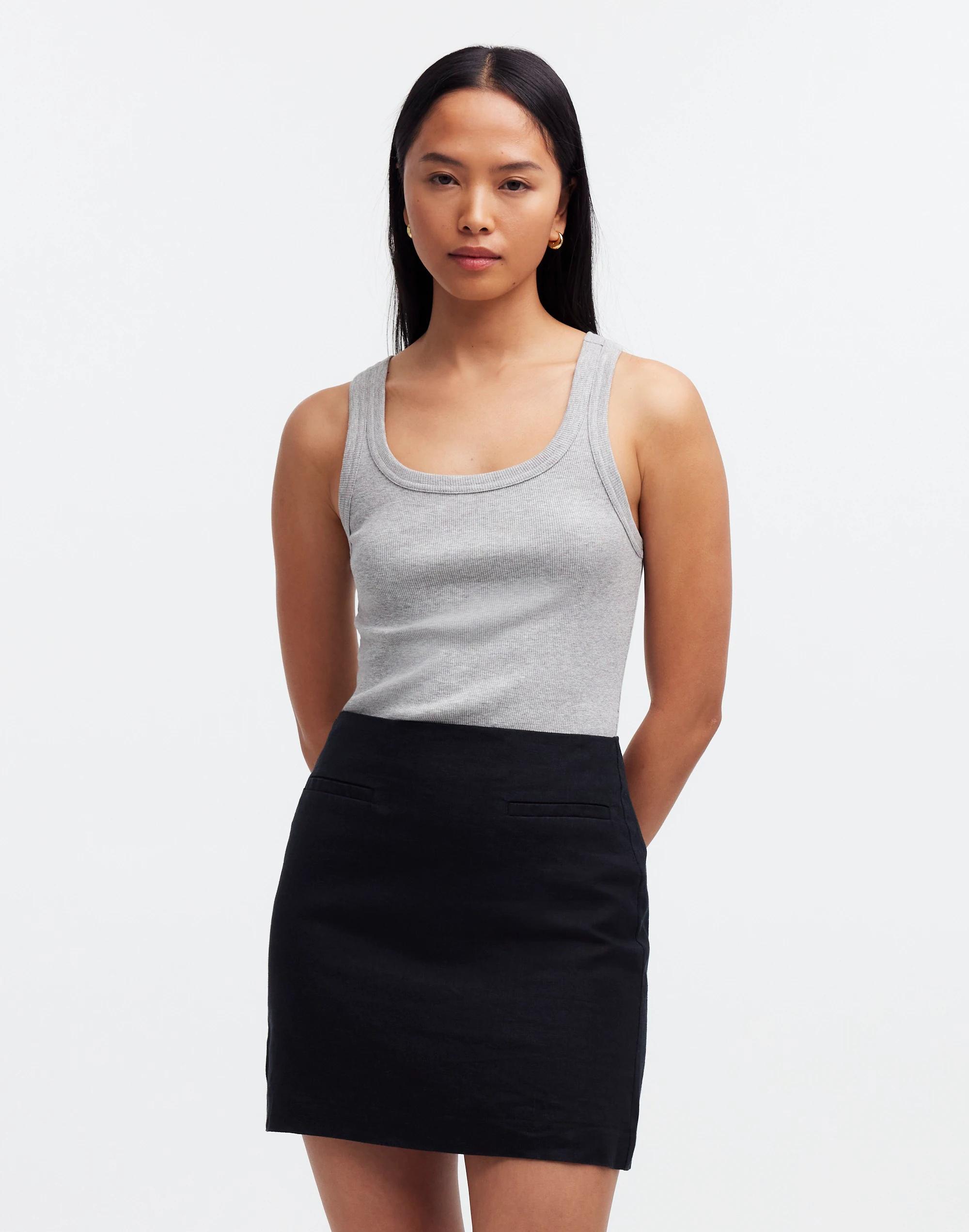 Welt-Pocket Mini Skirt in 100% Linen Product Image