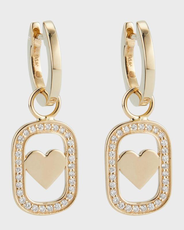 Womens 14K Yellow Gold & 0.18 TCW Diamond Heart Earrings Product Image