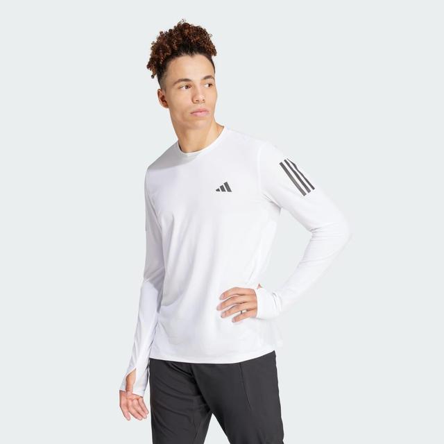 adidas Own The Run Long Sleeve Tee White S Mens Product Image