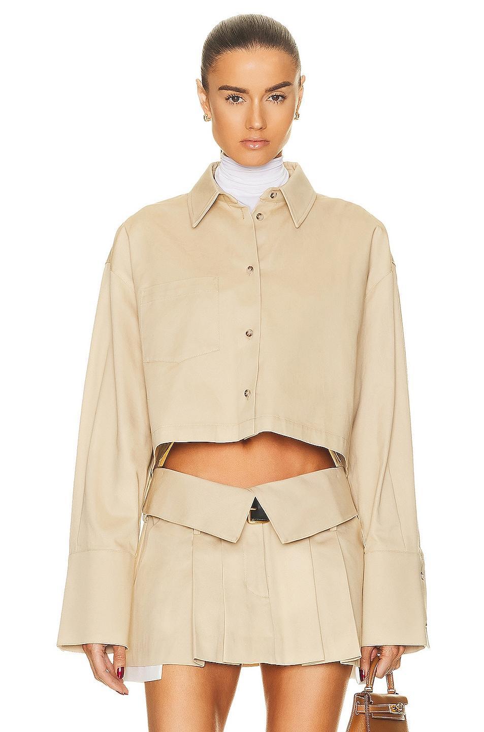 Helsa Chino Cropped Shirt in Tan product image