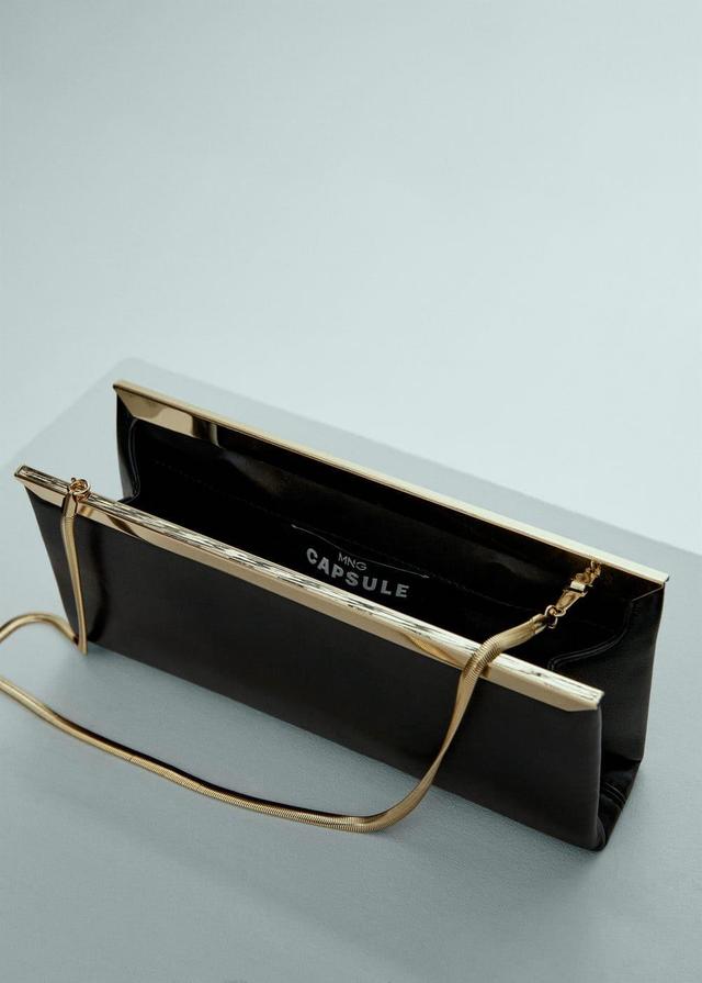 MANGO - Leather clutch bag with metal chain - One size - Women Product Image