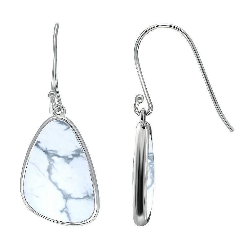 Aleure Precioso Sterling Silver Freeform Sodalite Drop Earrings, Womens, White Product Image