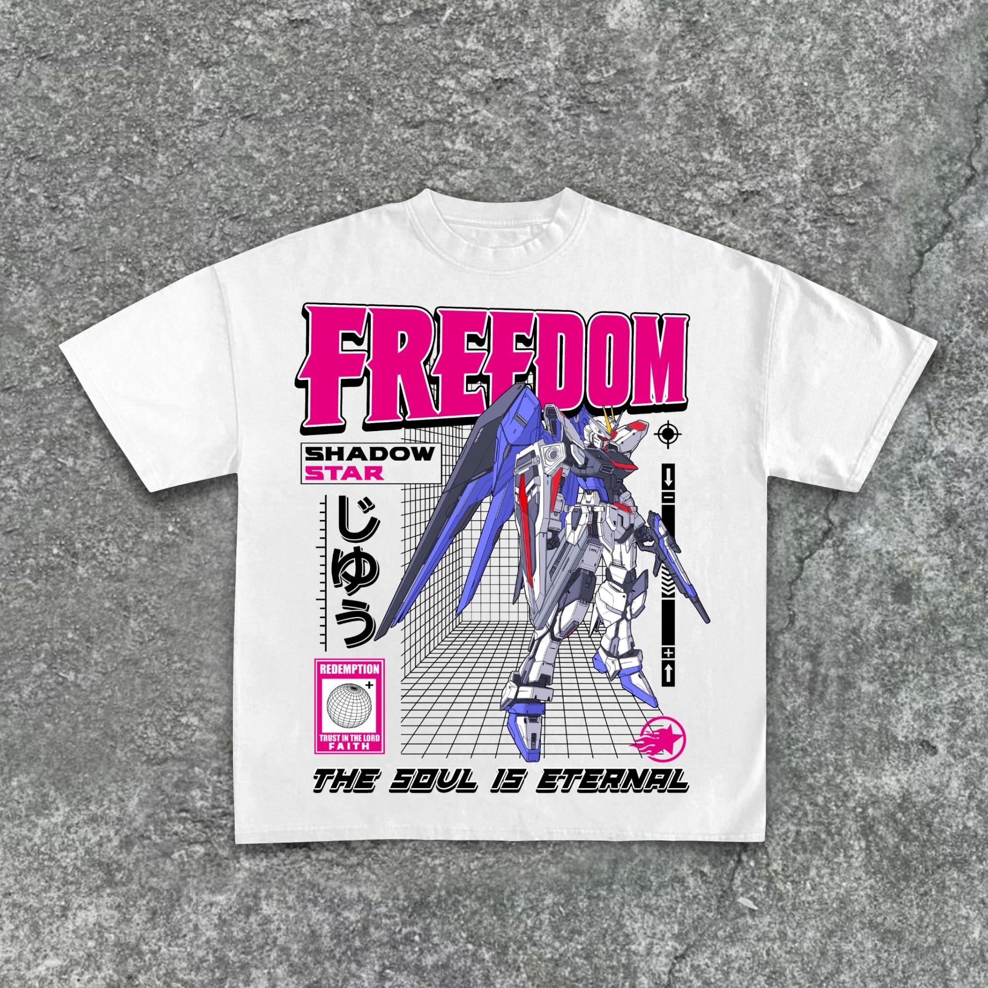 Shadowstar-Strike Freedom Gundam Graphic Print Cotton T-Shirt Product Image