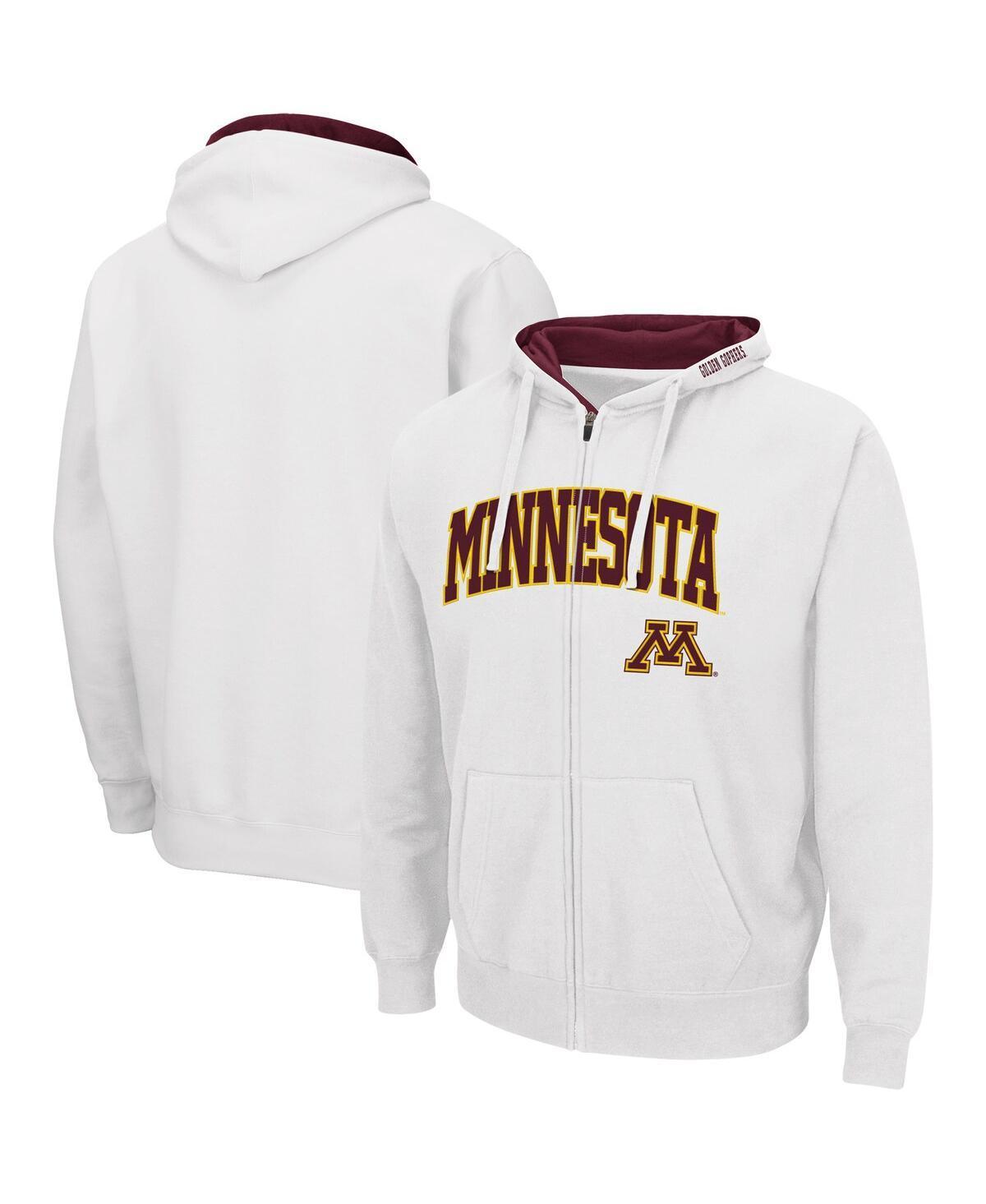 Mens Colosseum White Minnesota Golden Gophers Arch and Logo 3.0 Full-Zip Hoodie Product Image