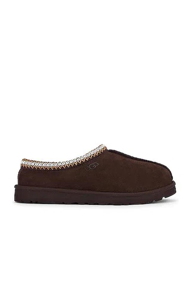 UGG Mens Dark Brown Tasman Braided-trim Suede Slippers Product Image