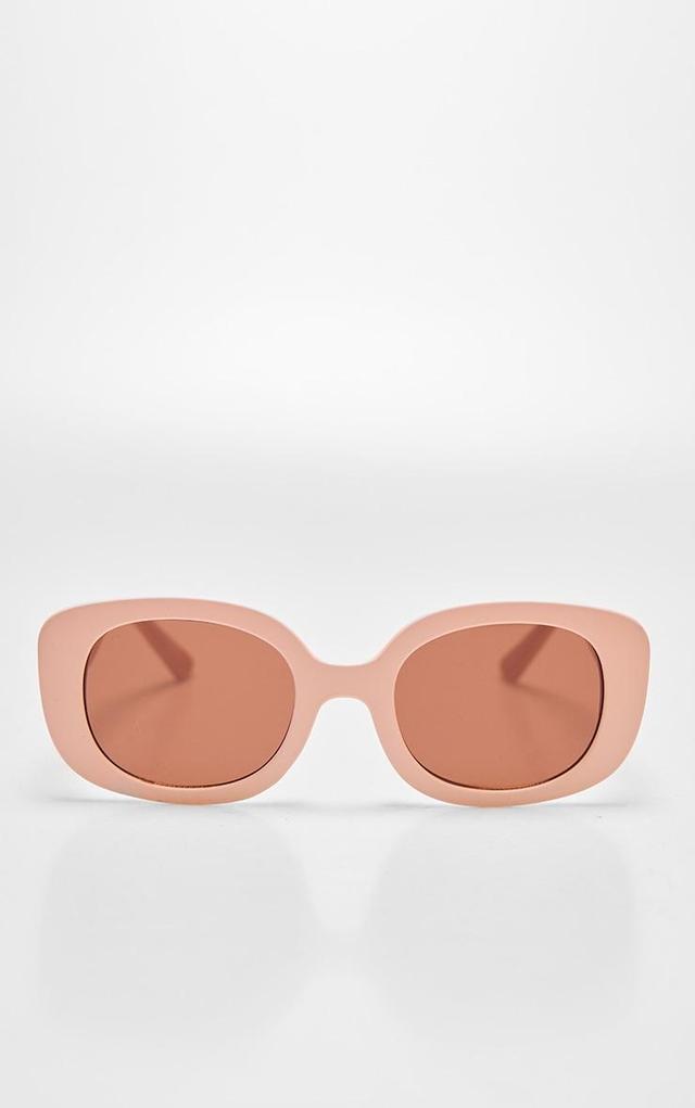  Beige Chunky Frame Round Sunglasses Product Image