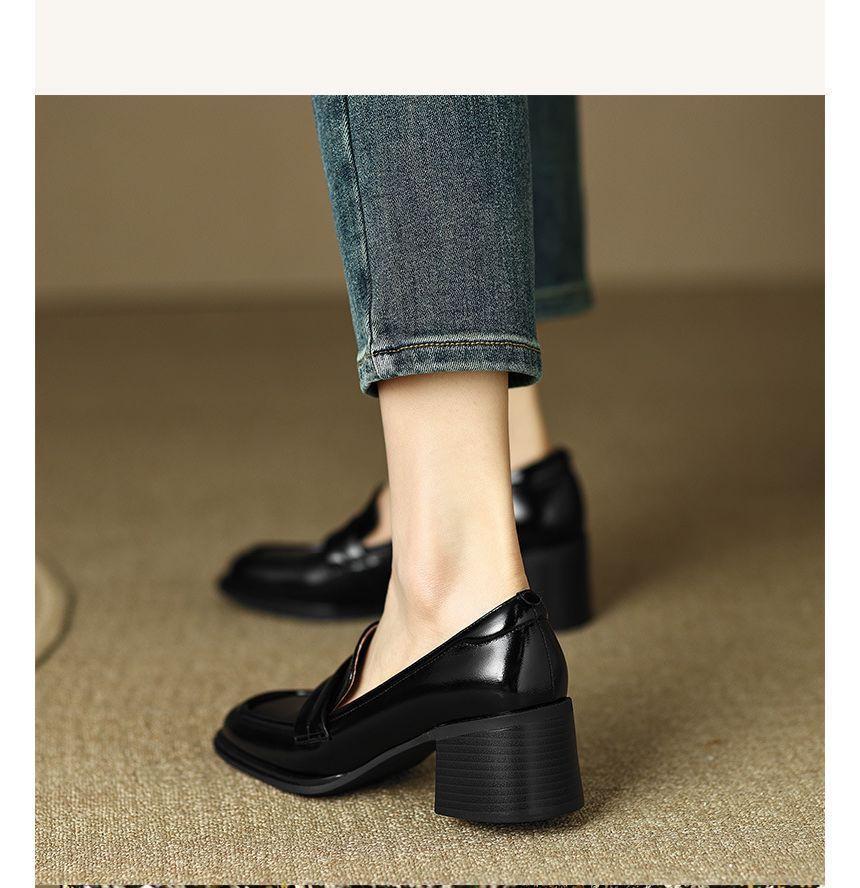 Plain Chunky Heel Loafers Product Image