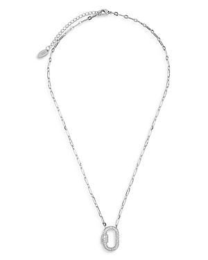 Womens Pave Cubic Zirconia Carabiner Silver Plated Lock Necklace Product Image