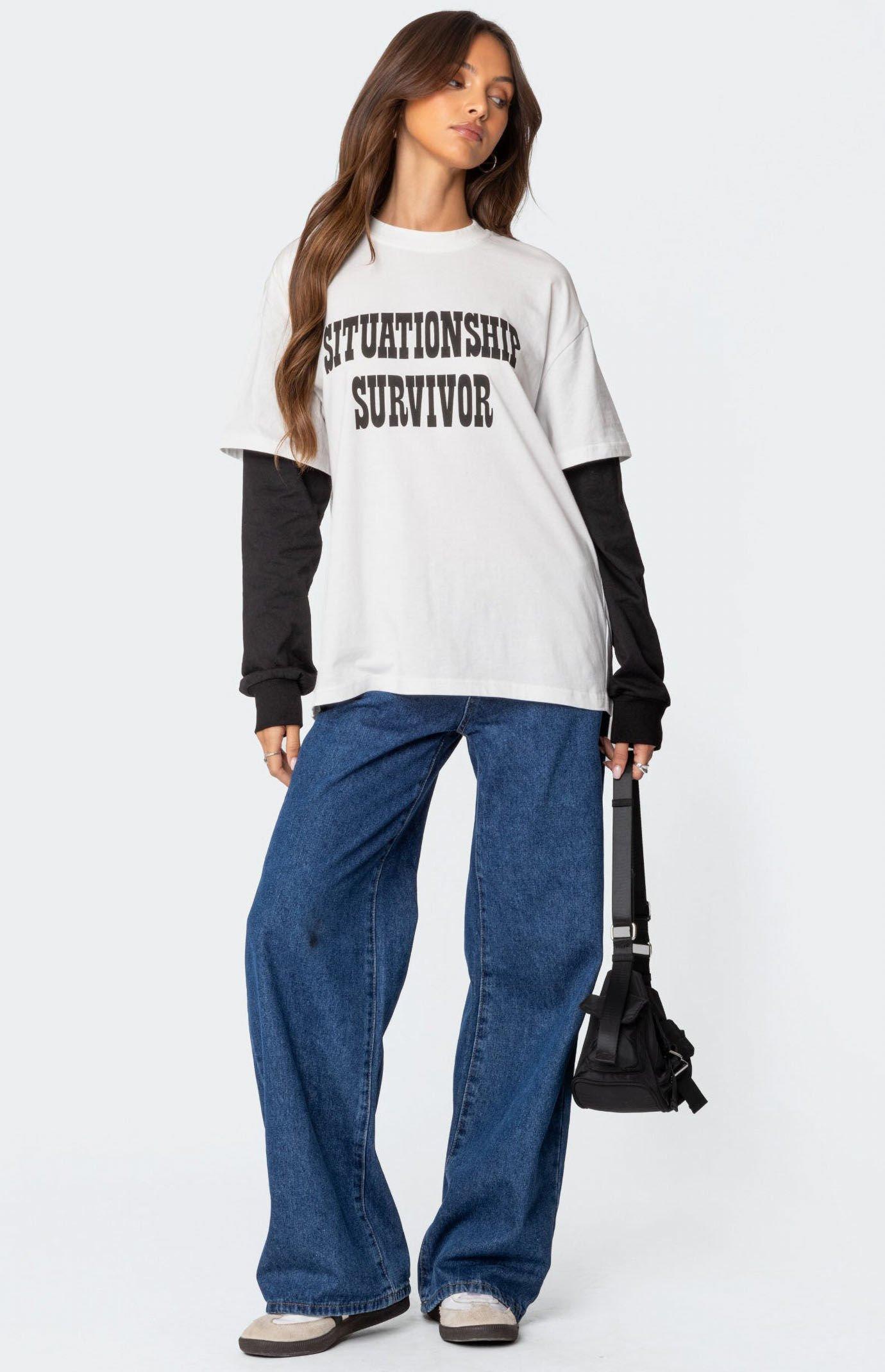 Edikted Women's Situationship Oversized Layered T-Shirt Product Image