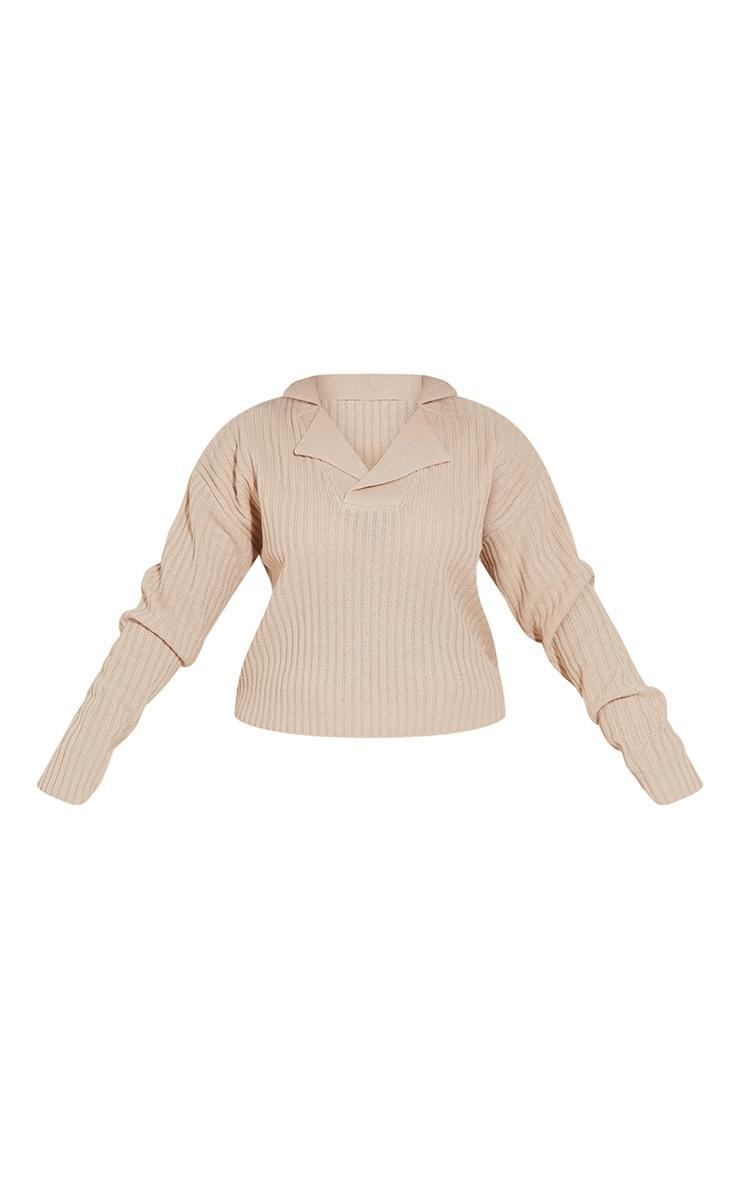 Plus Stone Knitted V Neck Sweater Product Image