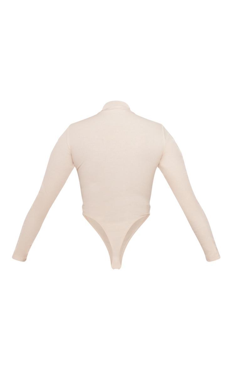 Stone Soft Rib Basic Ribbed High Neck Long Sleeve Bodysuit Product Image