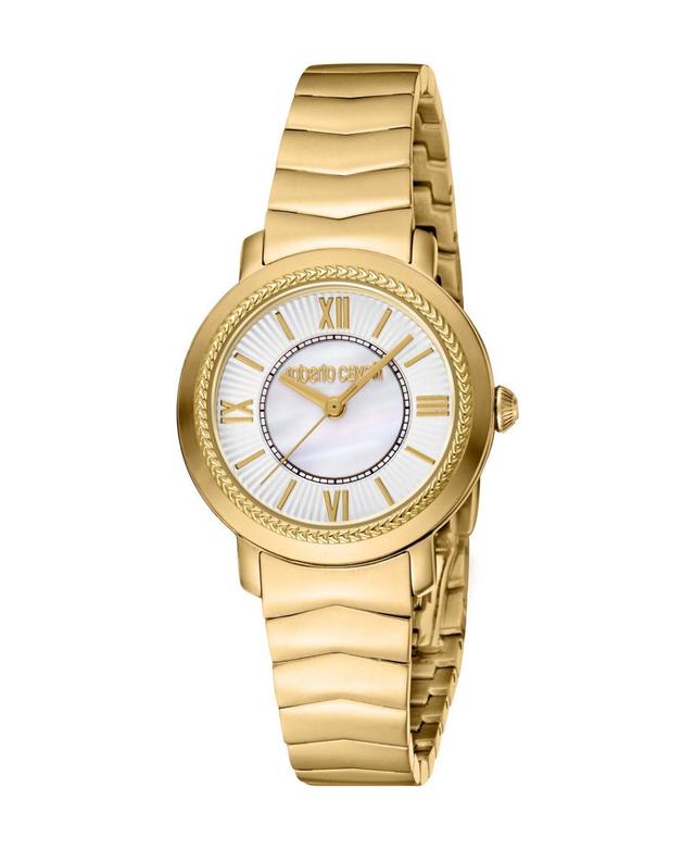 Roberto Cavalli Womens Quartz Gold-tone Stainless Steel Watch 30mm - Gold Product Image