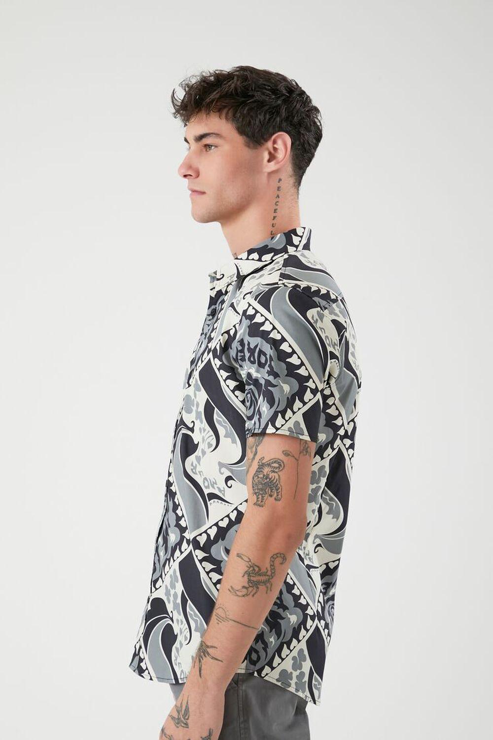 Ornate Print Curved-Hem Shirt | Forever 21 Product Image