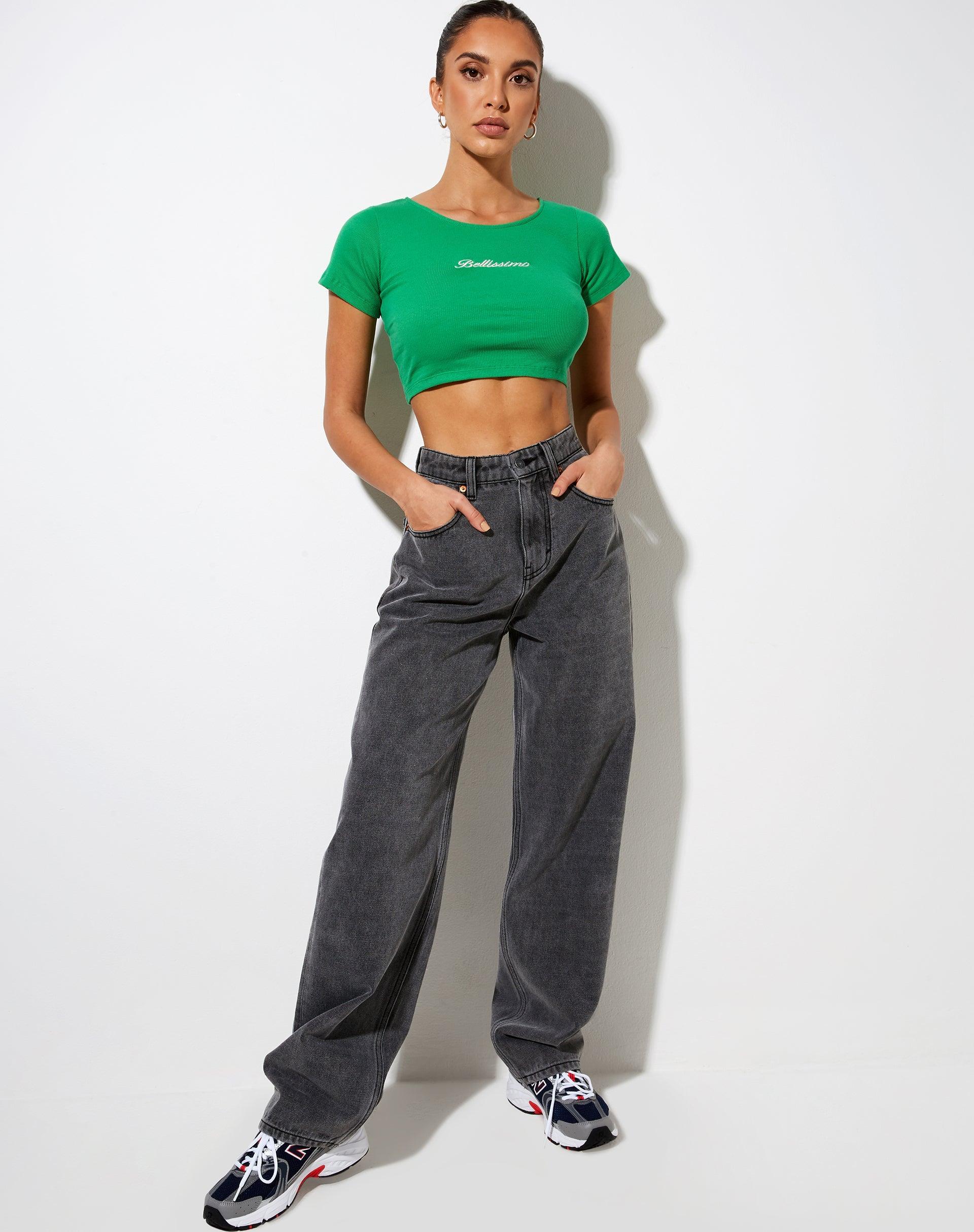 Tindy Crop Top in Rib Fun Green Bellissimo Product Image