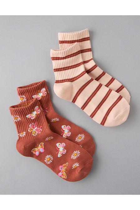 AE Butterfly Striped Boyfriend Socks 2-Pack Womens Product Image