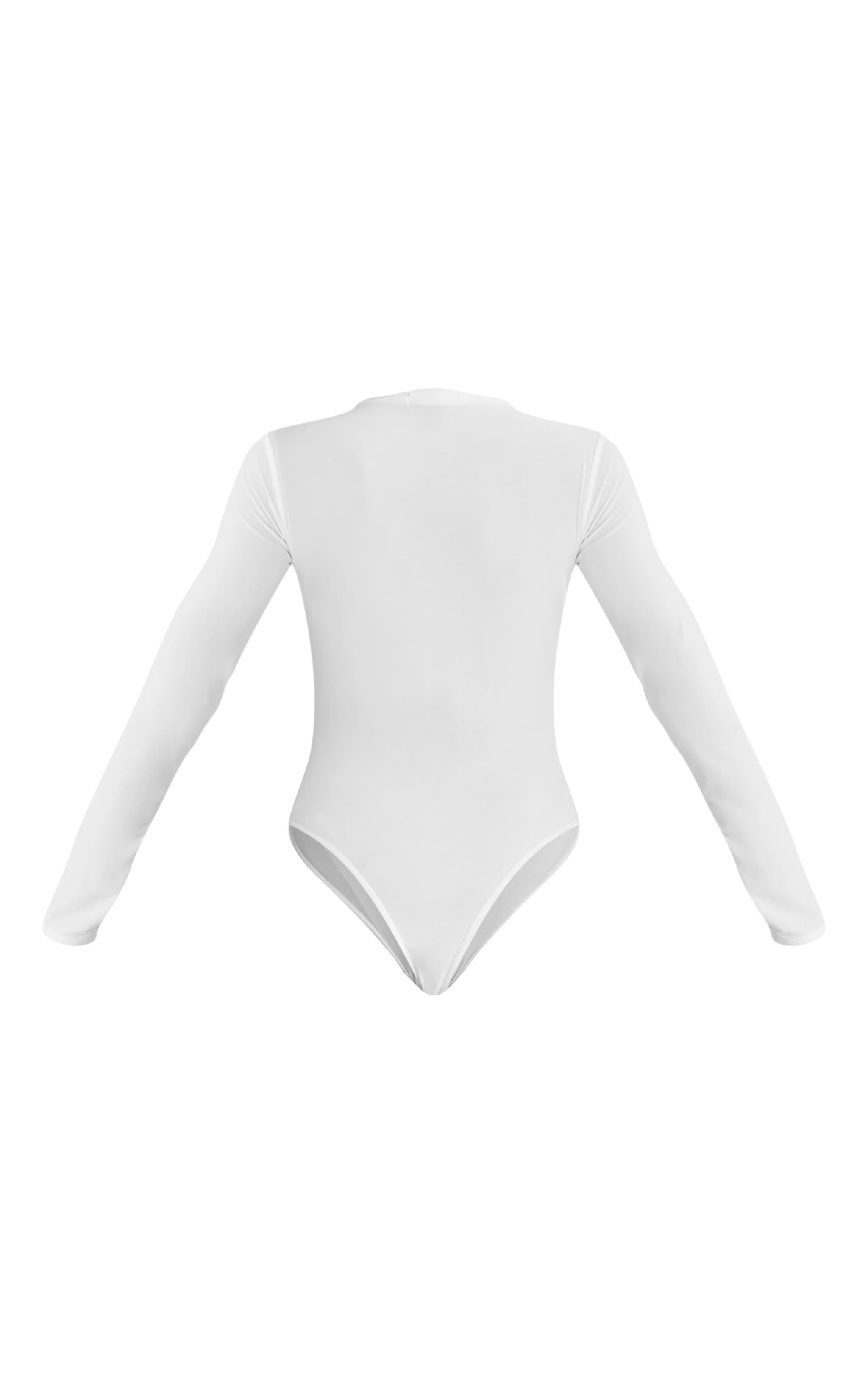 White Soft Touch High Neck Long Sleeve Bodysuit Product Image