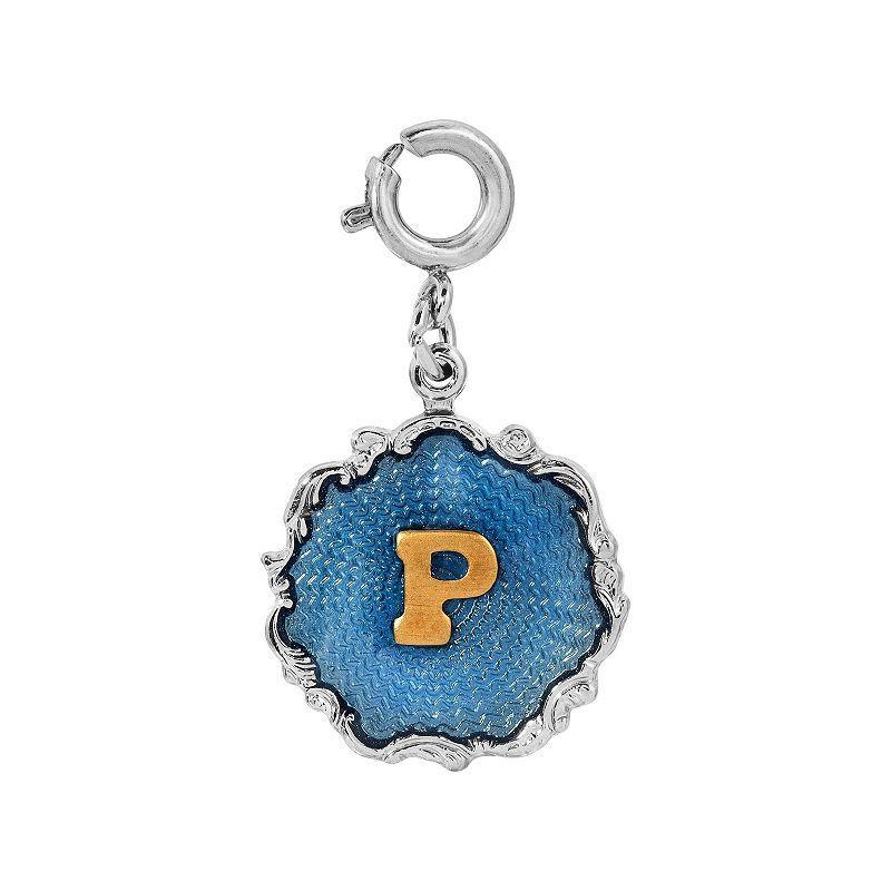 1928 Blue Enamel Initial Charm, Womens Product Image