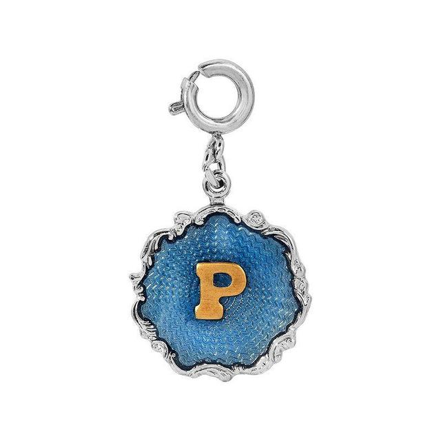 1928 Blue Enamel Initial Charm, Womens, Blue T Product Image