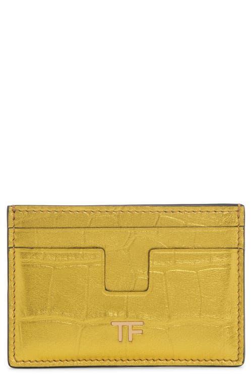 TOM FORD T-Line Metallic Croc Embossed Leather Card Holder Product Image