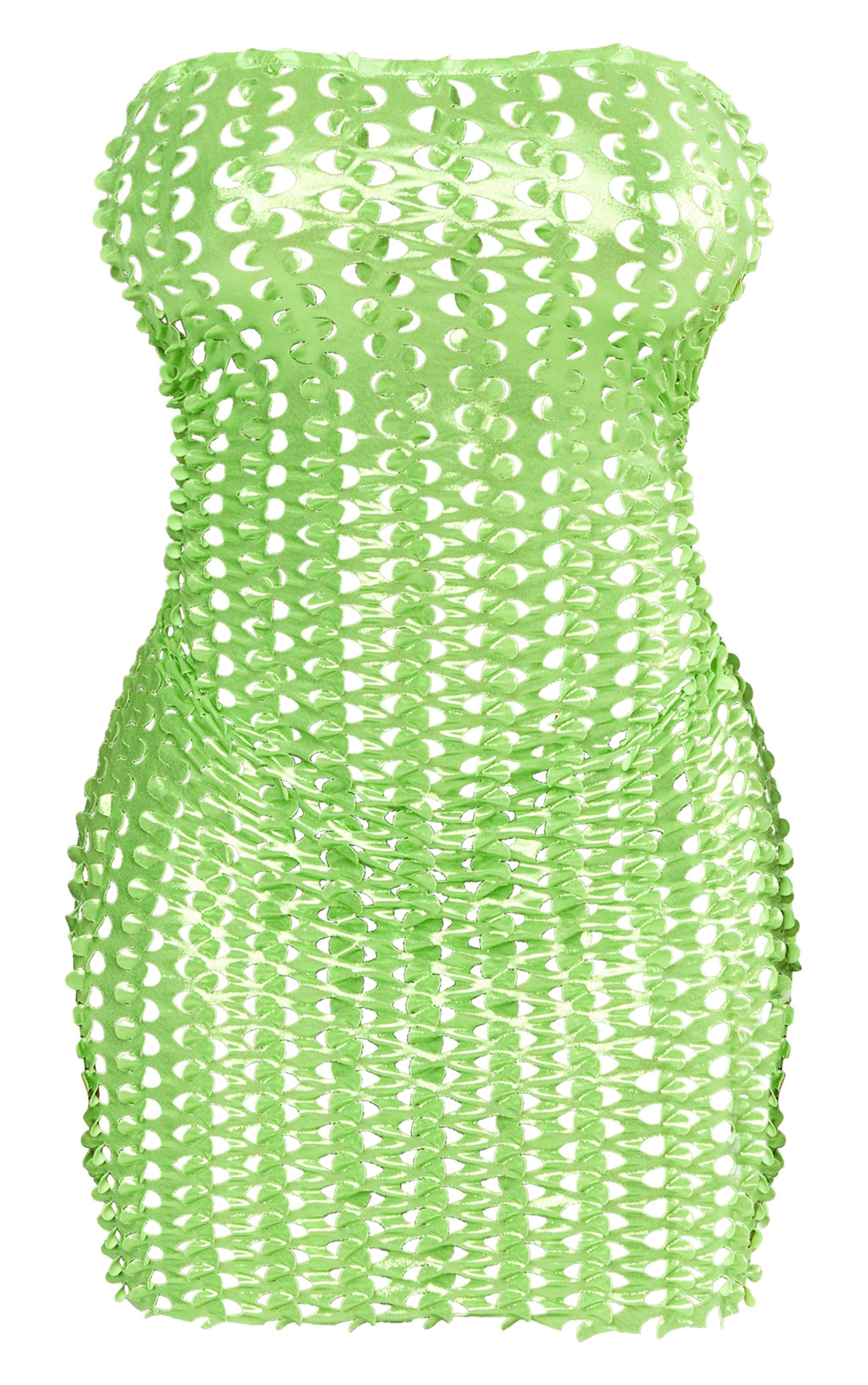 Shape Neon Green Textured Bandeau Bodycon Dress Product Image