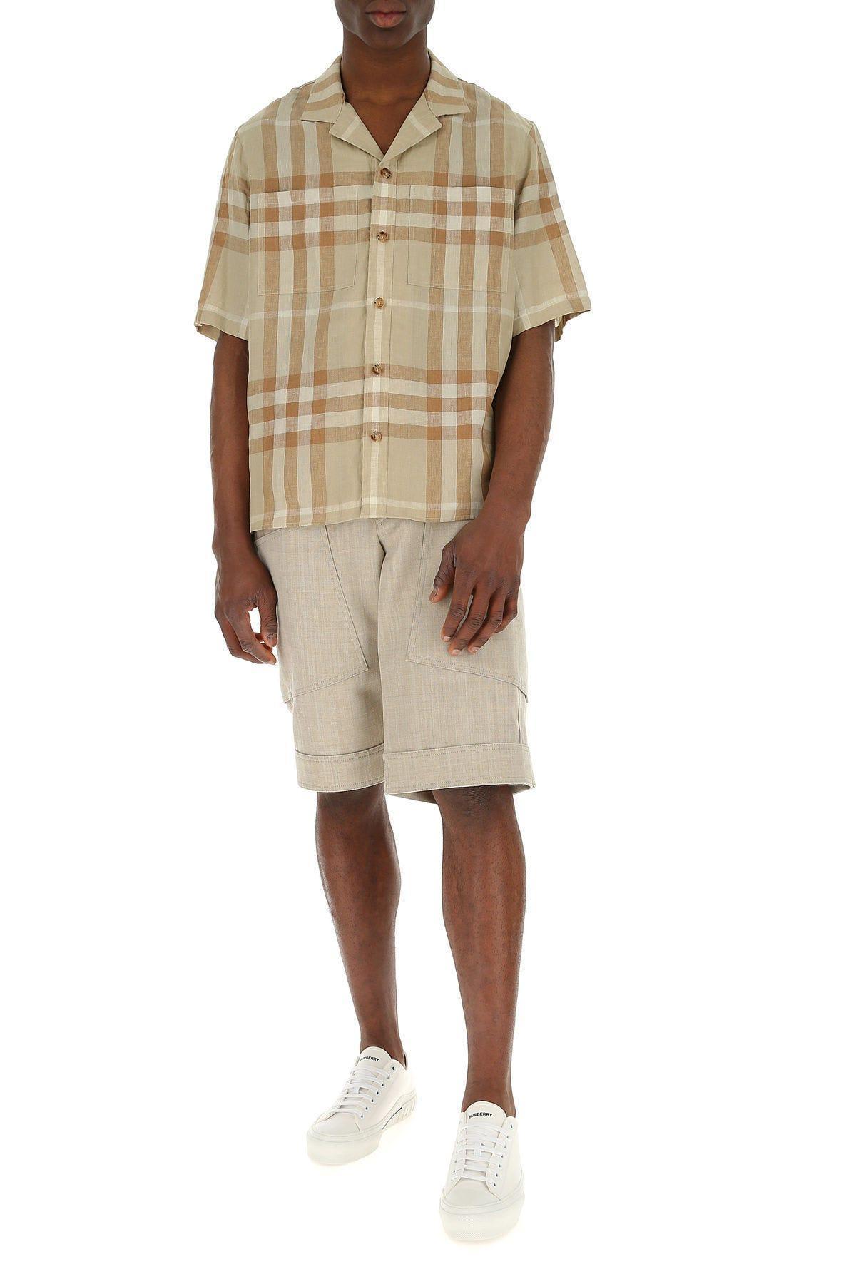 Sand Wool Bermuda Shorts In Beige Product Image