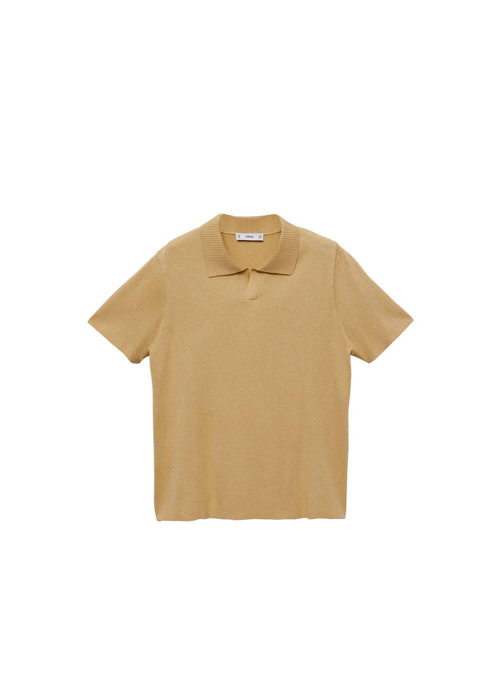 MANGO MAN - Textured knitted cotton polo shirt mustardMen Product Image